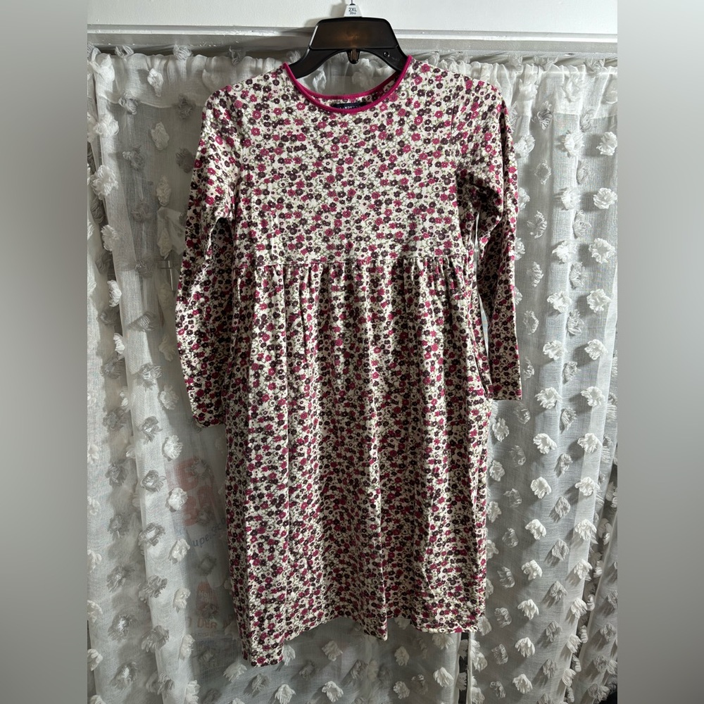 Lands' End Cream Dress with Pink Floral Print